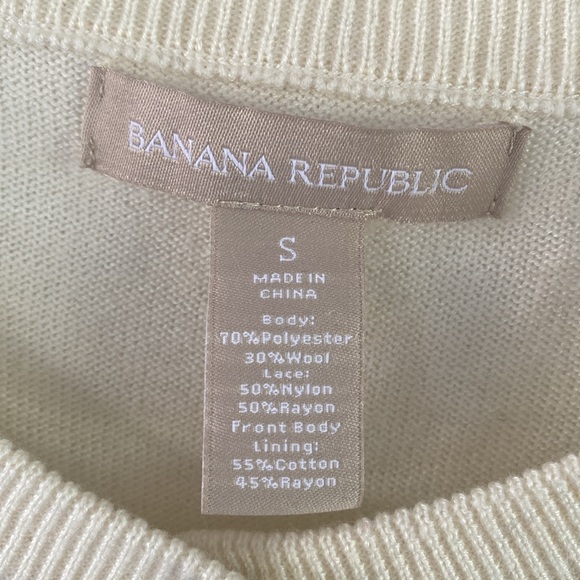 Banana Republic Women's Cream Black Wool Lace Overlay Button Up Cardigan S - Picture 2 of 4